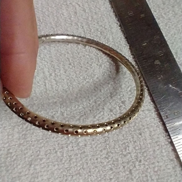 Silvertone holey bangle bracelet 2.5 wide - Picture 4 of 4